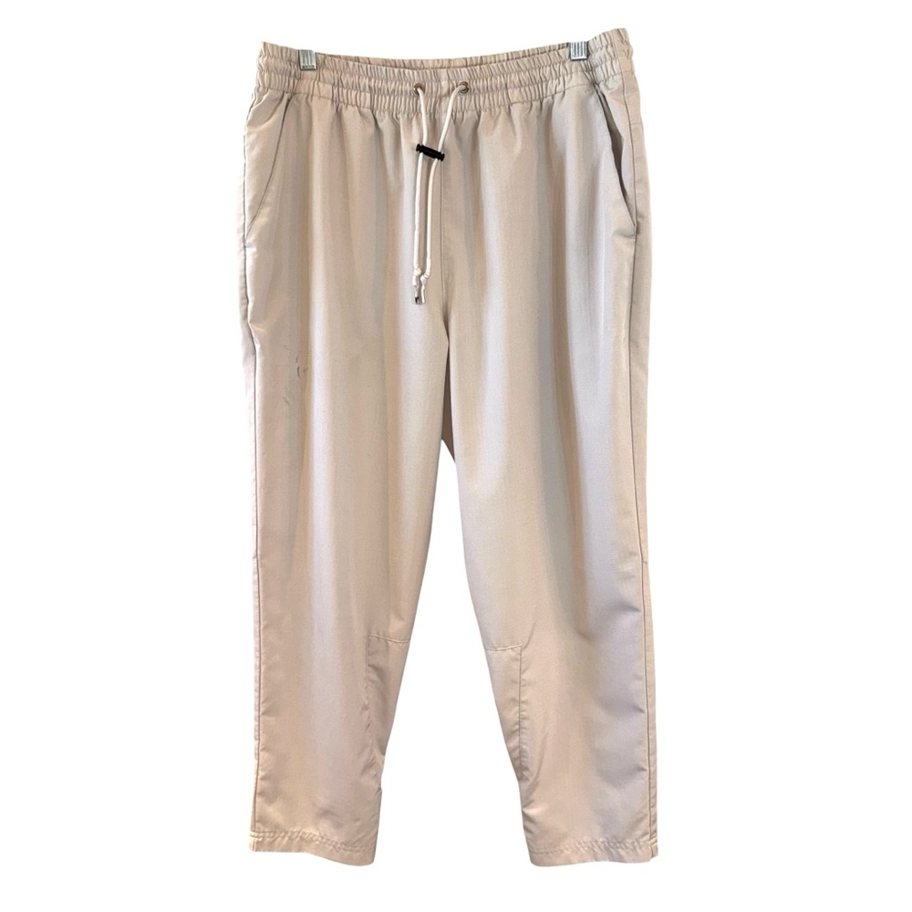 Adidas Men’s Activewear Lightweight Beige Drawstring Crop Pants Jogger Large